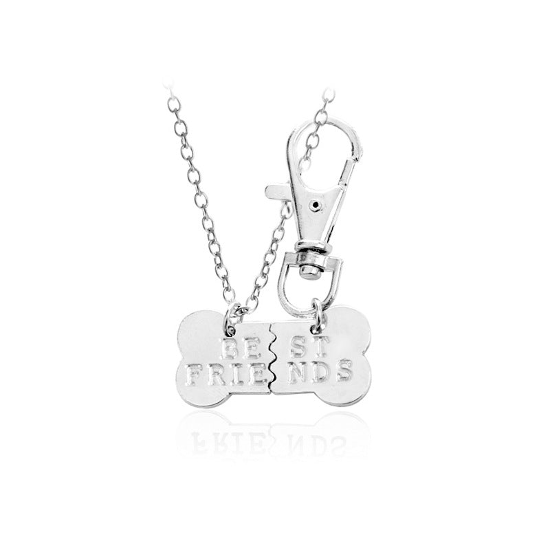 Best friends two-petal dog bone necklace pendant