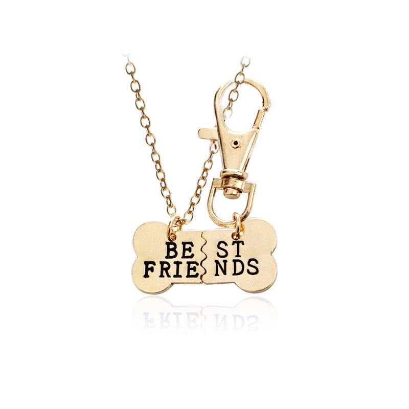 Best friends two-petal dog bone necklace pendant