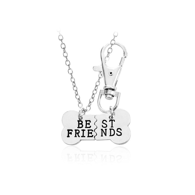 Best friends two-petal dog bone necklace pendant