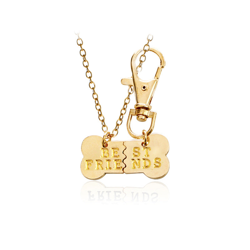 Best friends two-petal dog bone necklace pendant